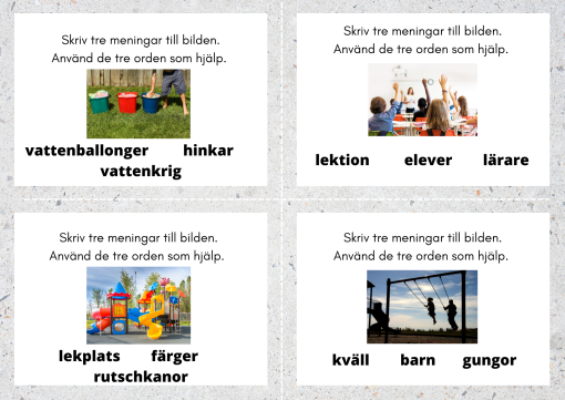 Öva på att skriva - arbetskort på svenska och engelska