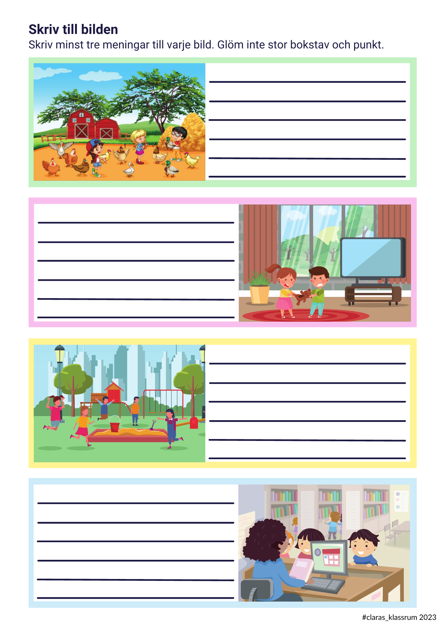Skriv till bilden - öva på att skriva meningar