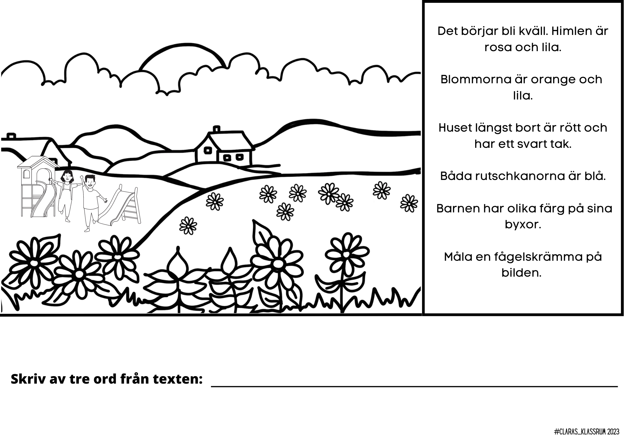 Läs och färglägg - 11 arbetsblad
