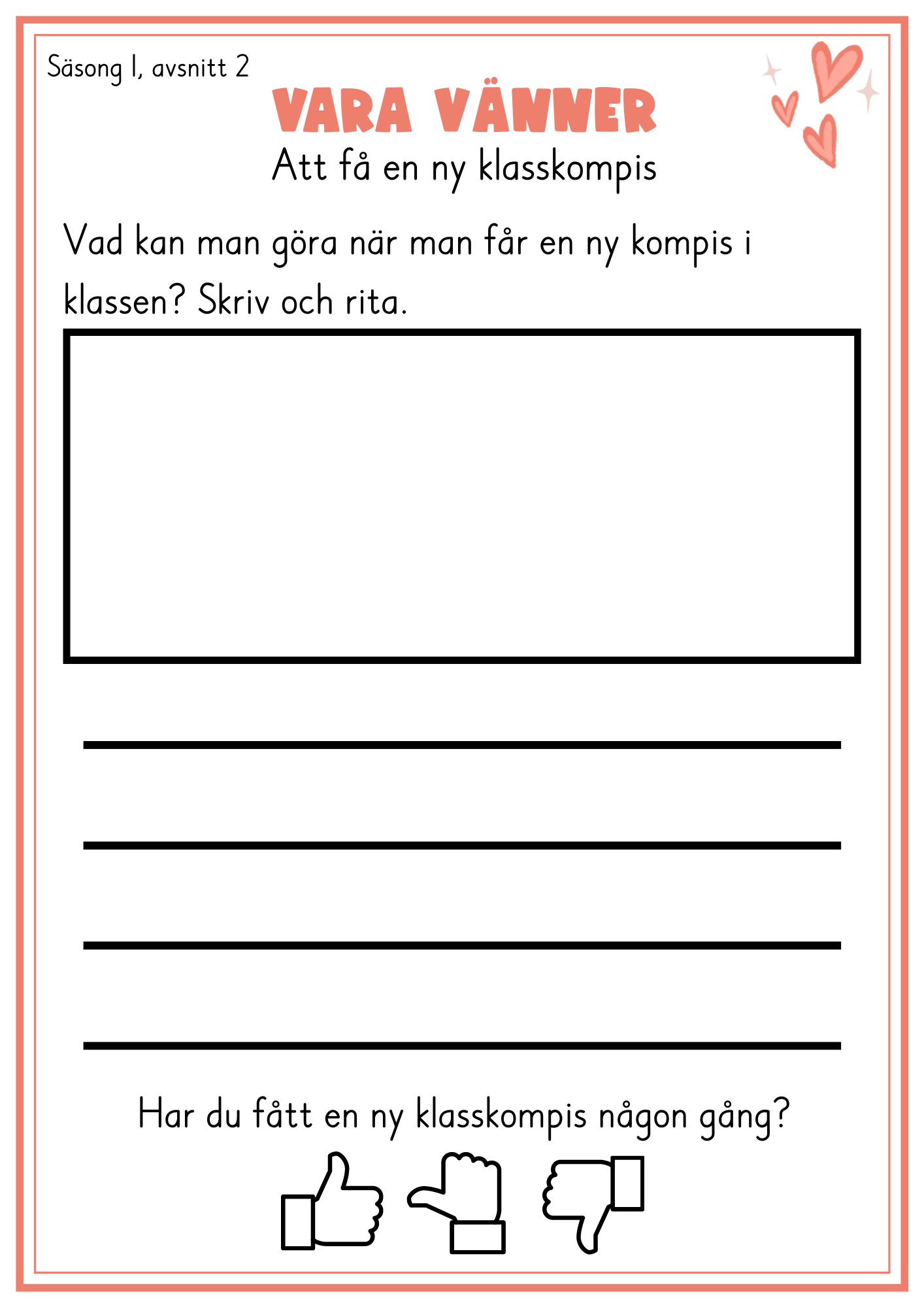 Arbetsblad till Vara vänner- säsong 1