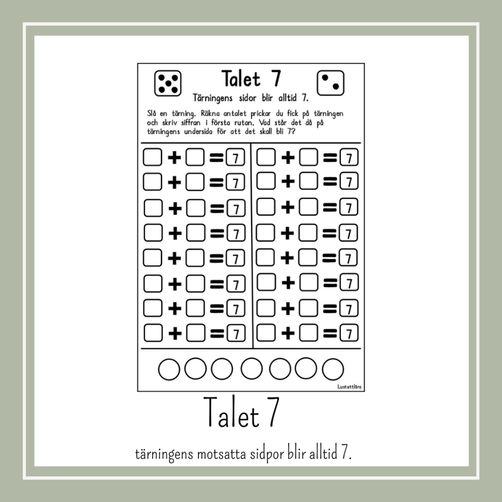 Talet 7 med tärning