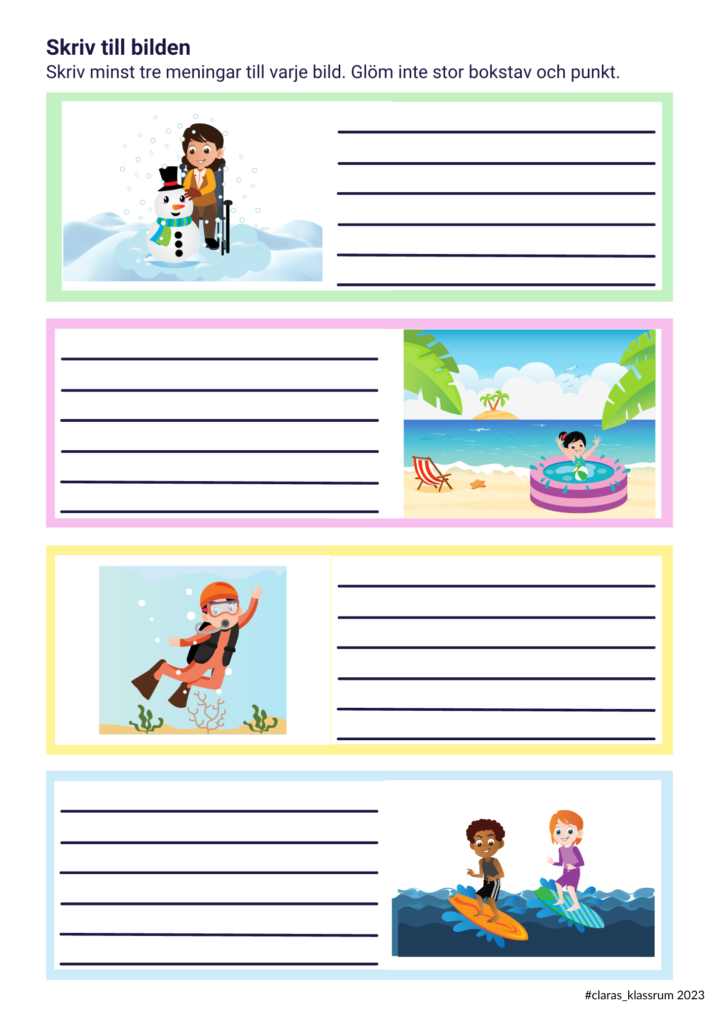 Skriv till bilden - öva på att skriva meningar