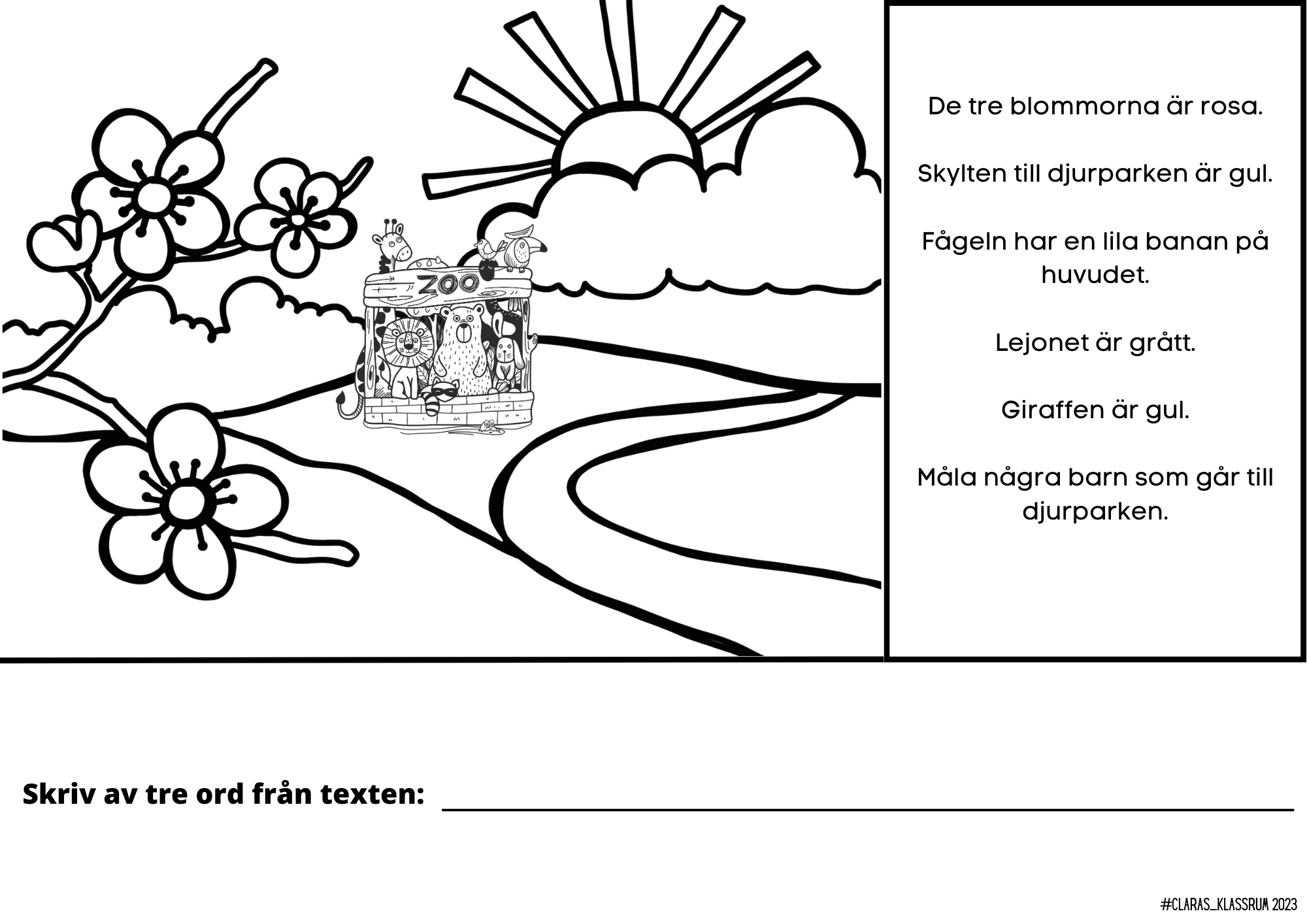 Läs och färglägg - 11 arbetsblad