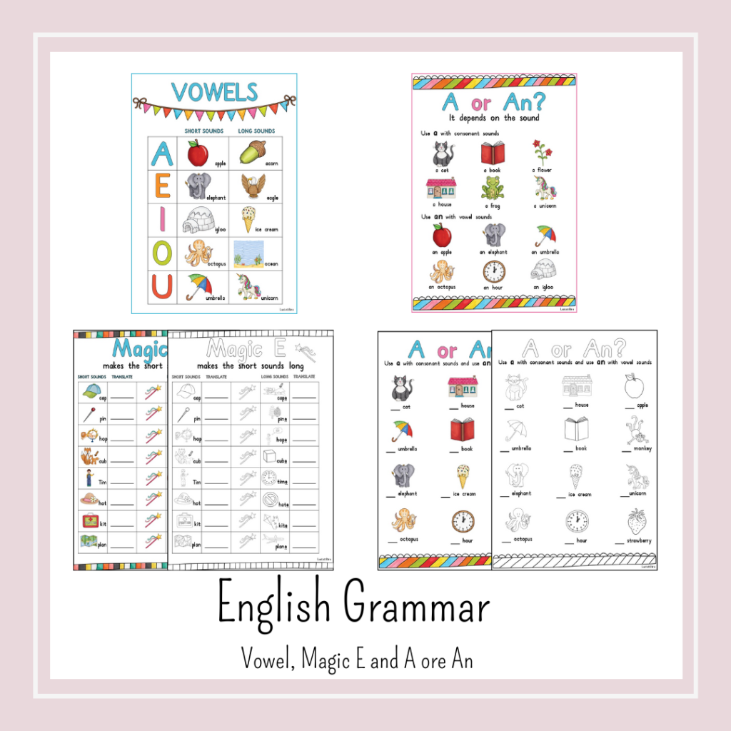 Engelsk grammatik, Vowel, Magic E and A or An