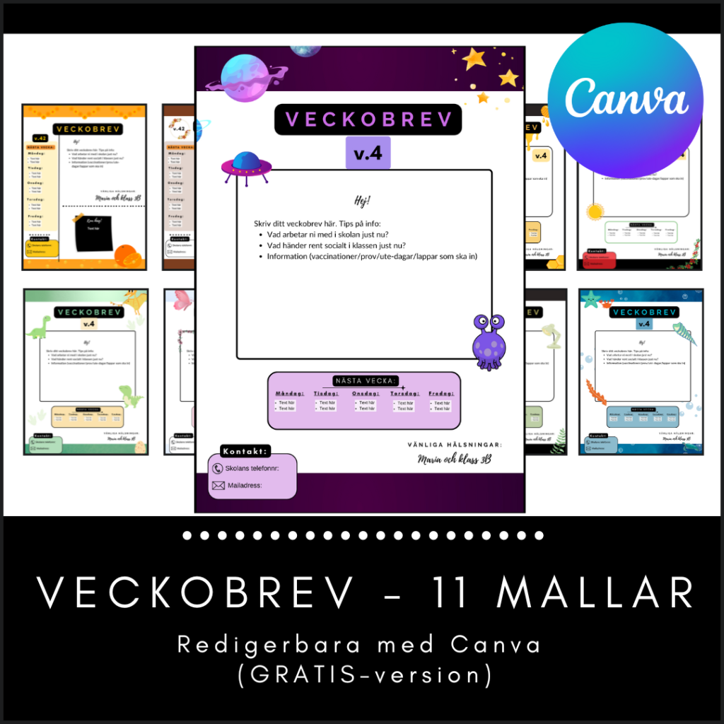 Veckobrev -11 redigerbara mallar med Canva