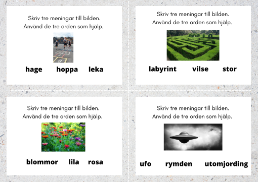Öva på att skriva - arbetskort på svenska och engelska
