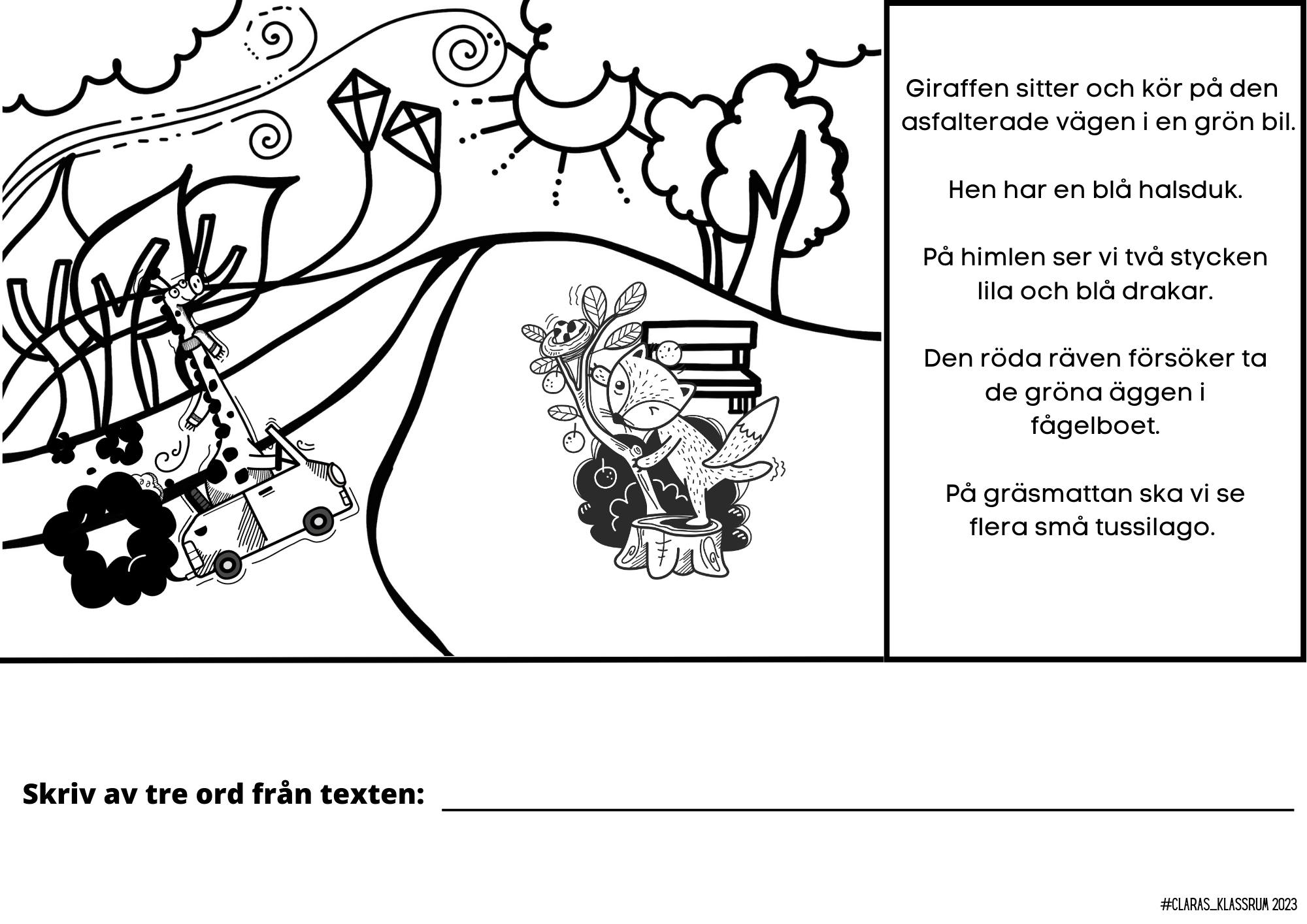 Läs och färglägg - 11 arbetsblad