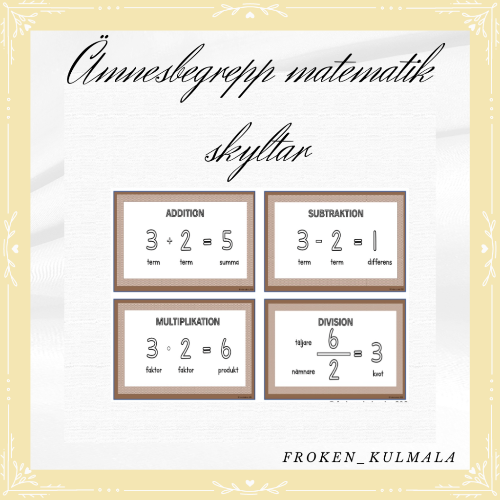 Ämnesbegrepp i räknesätten poster