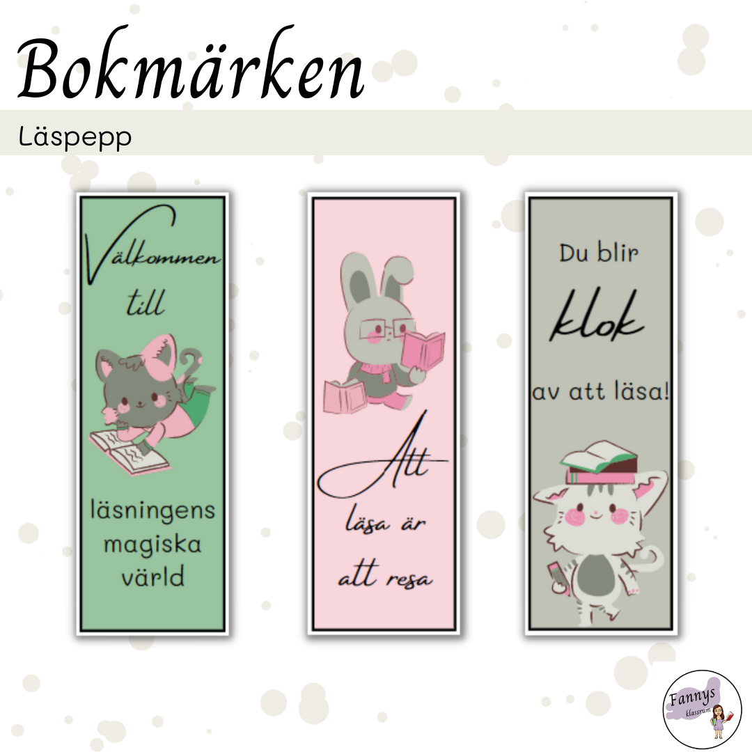 8 stycken bokmärken med läspepp