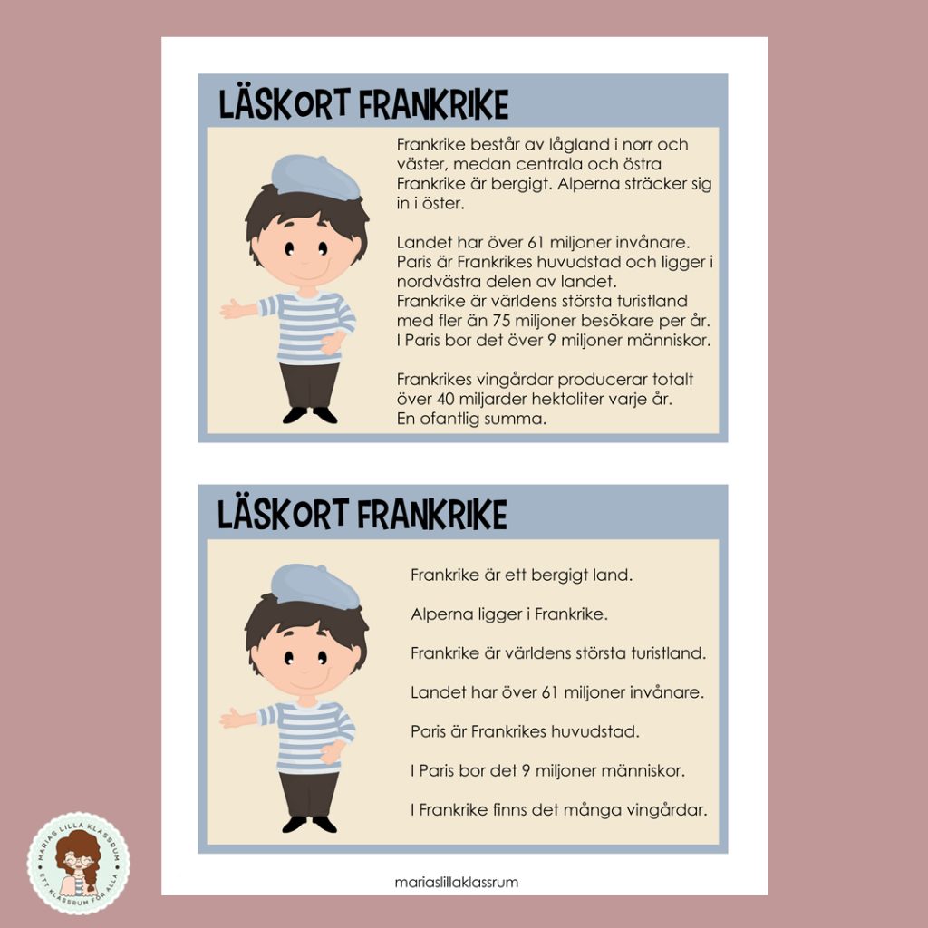 Läskort länder 2 olika nivåer