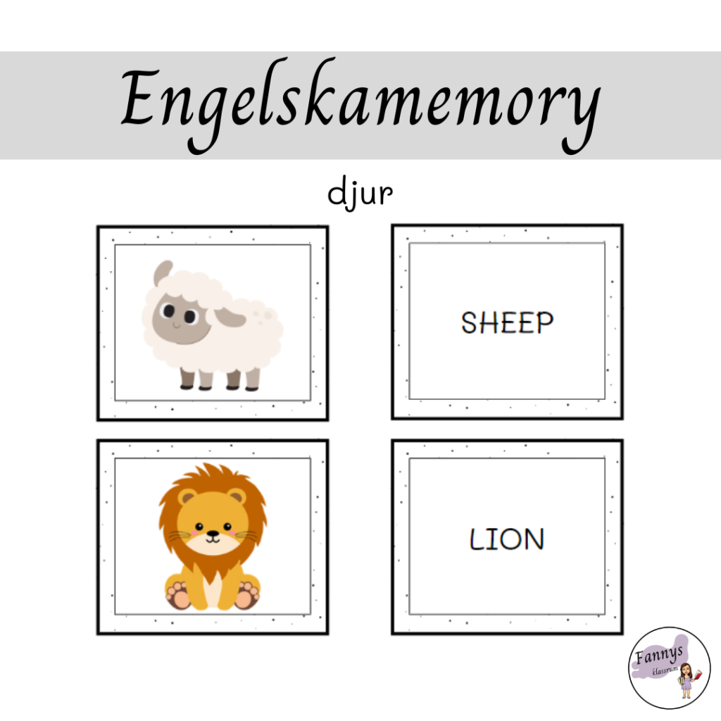 Engelskamemory djur