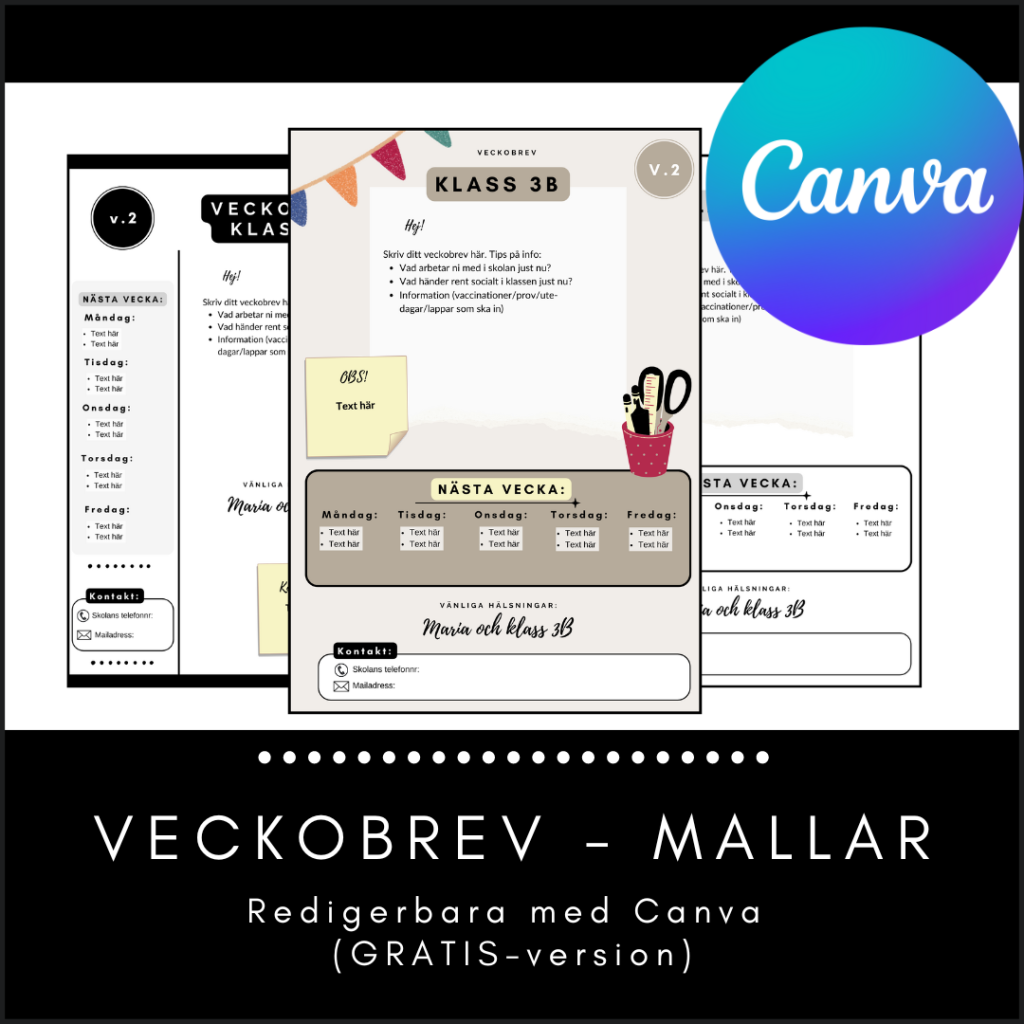 Veckobrev – redigerbara mallar med Canva