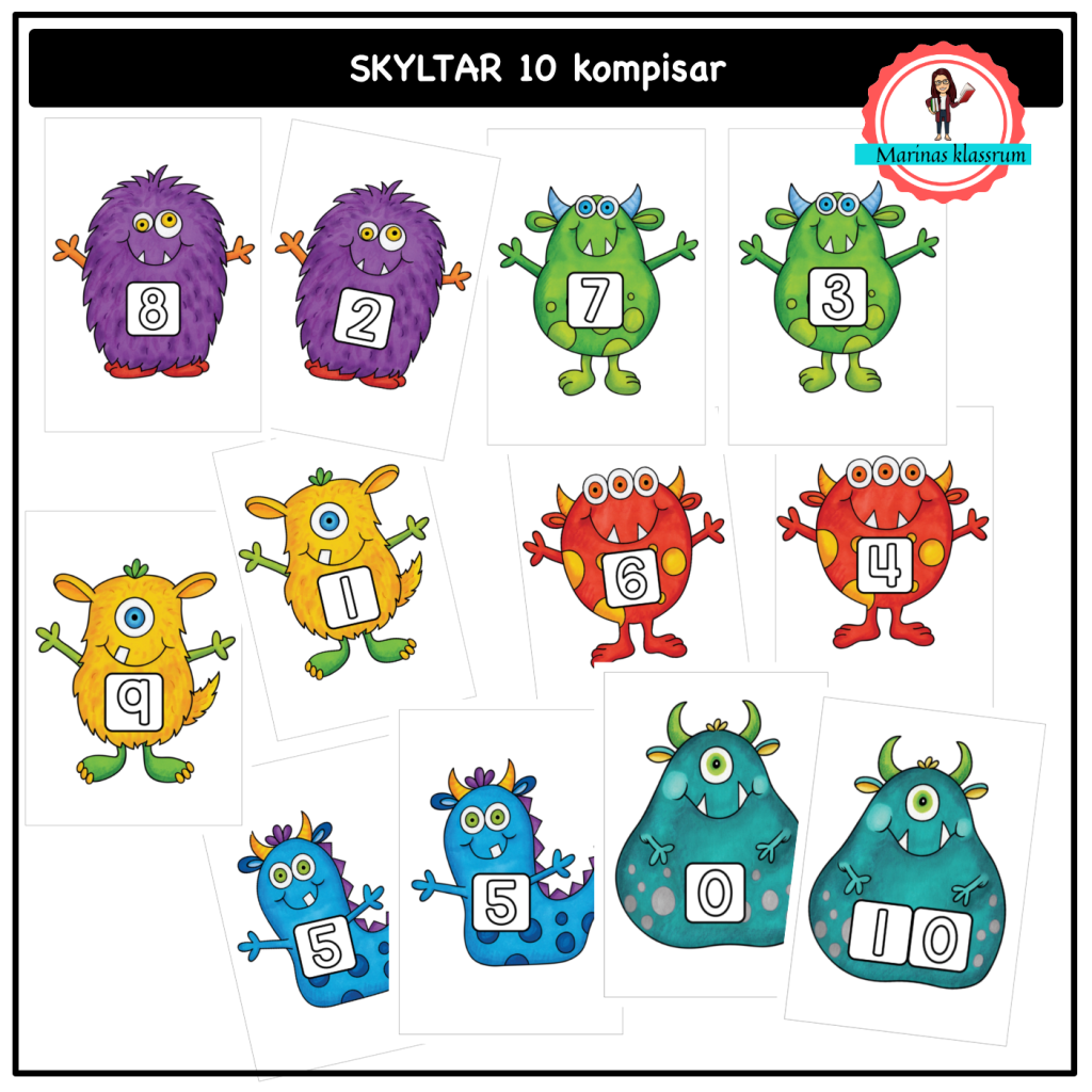 Skyltar till klassrummet med 10 kompisar