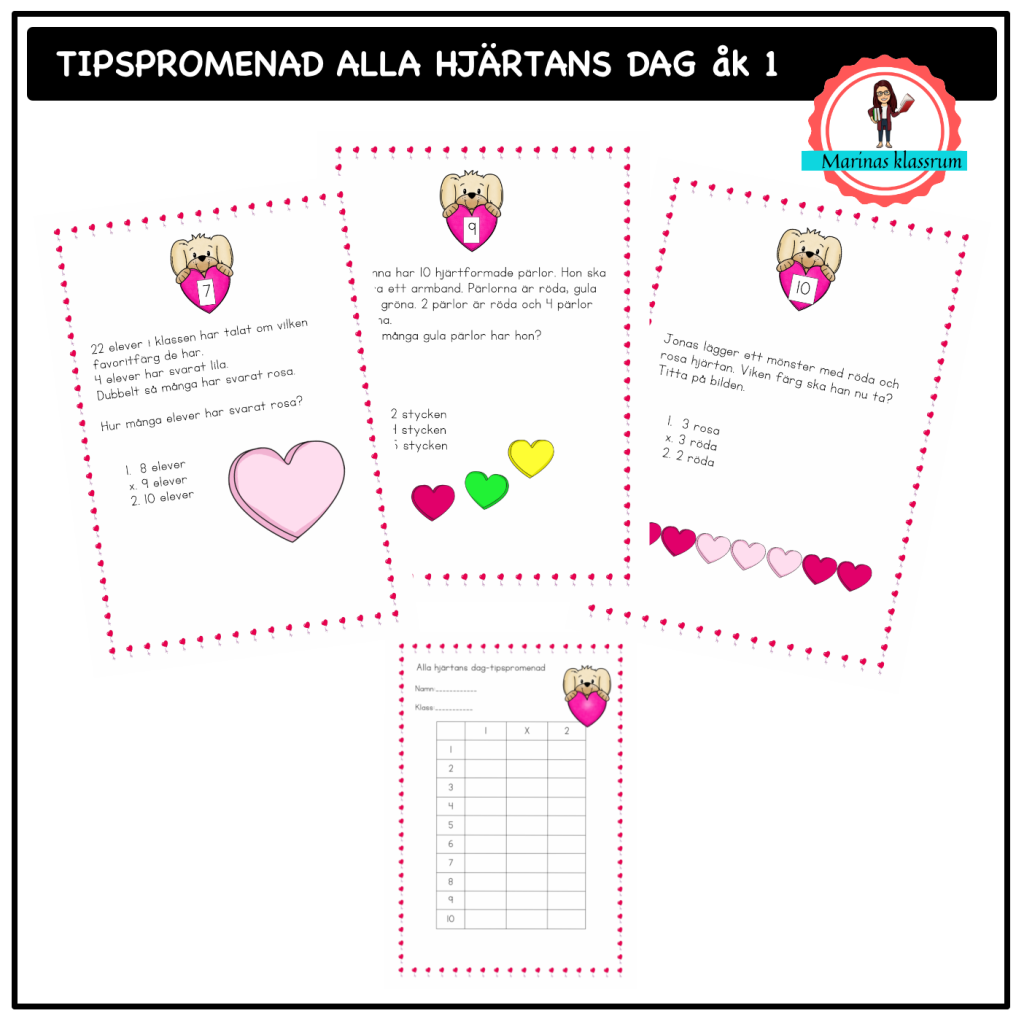 Tipspromenad – mattefrågor alla hjärtans dag åk 1