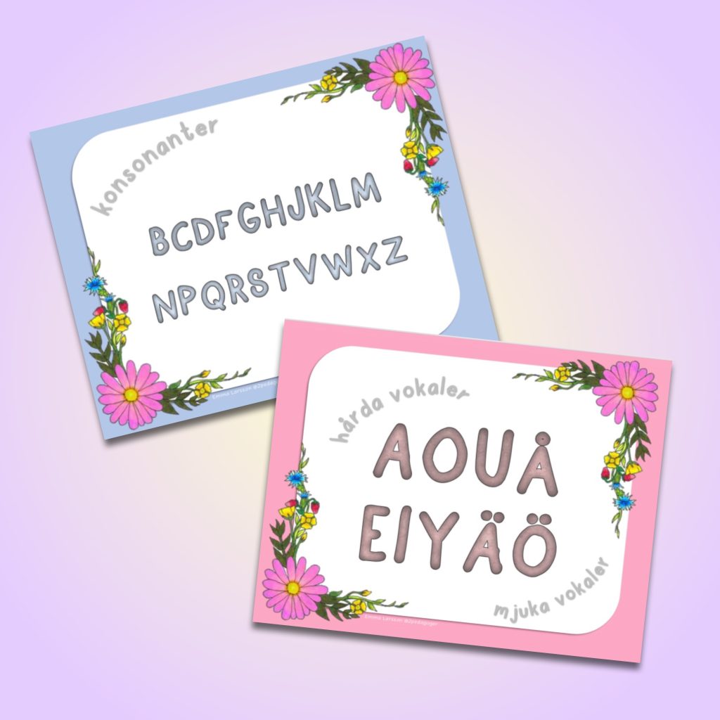 Affischer med vokaler och konsonanter
