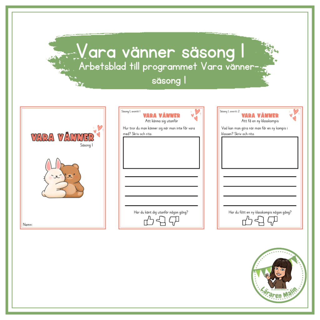 Arbetsblad till Vara vänner- säsong 1