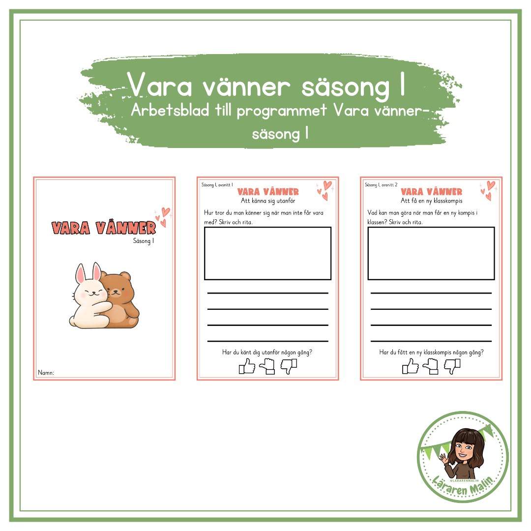 Arbetsblad till Vara vänner- säsong 1