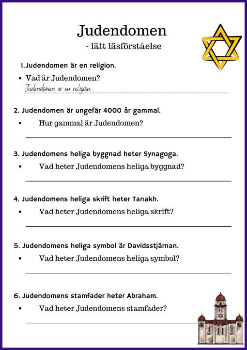 Judendomen: Väldigt enkel läsförståelse