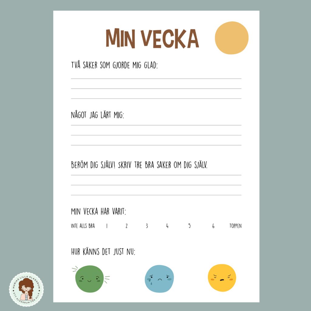 Min vecka – utvärdering