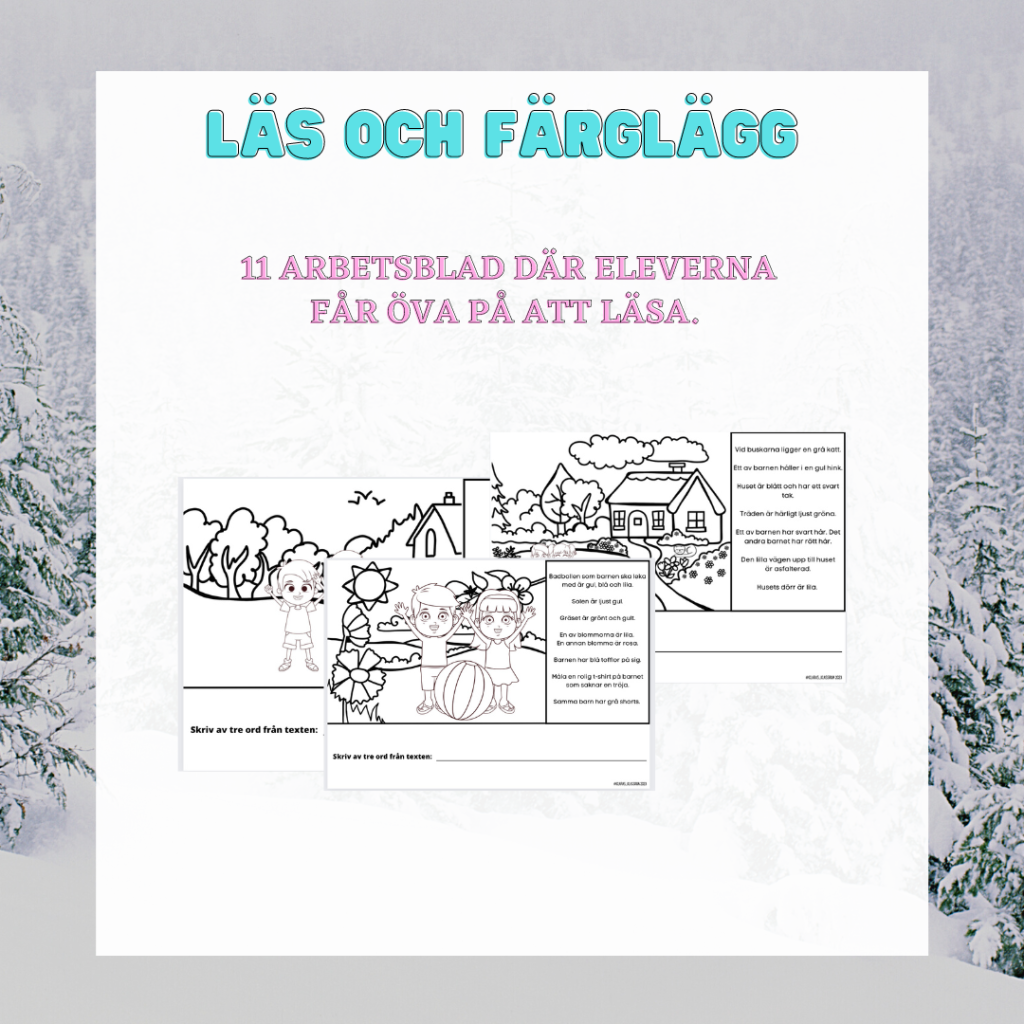 Läs och färglägg – 11 arbetsblad