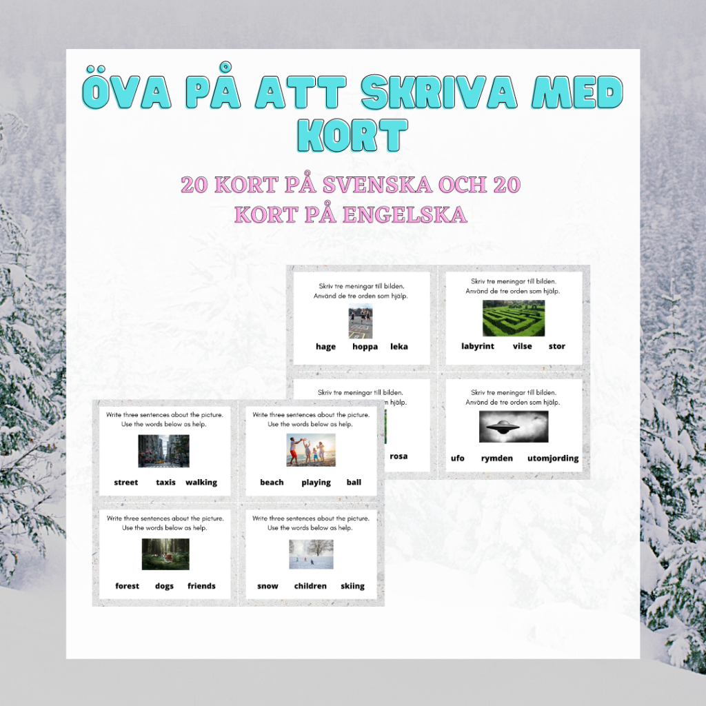 Öva på att skriva – arbetskort på svenska och engelska