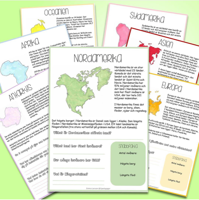 Världsdelar - läsförståelse