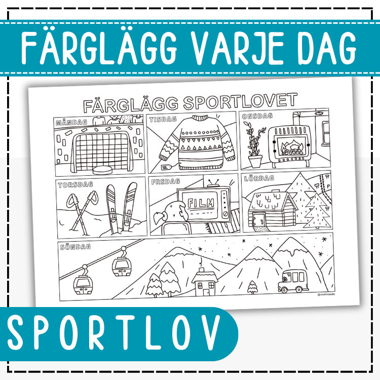 Sportlov – färglägg ett motiv om dagen