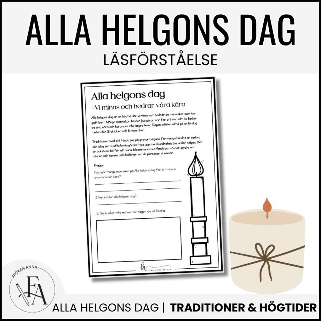 Allhelgonadagen | Alla helgons dag | Arbetsblad