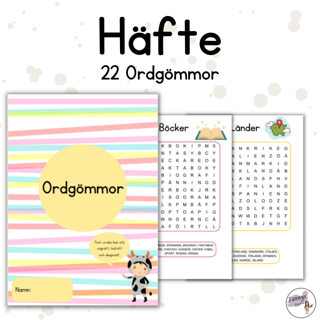 Arbetshäfte med 22 ordgömmor