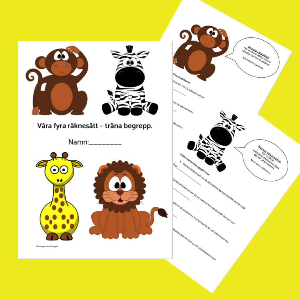 Våra fyra räknesätt-träna begrepp