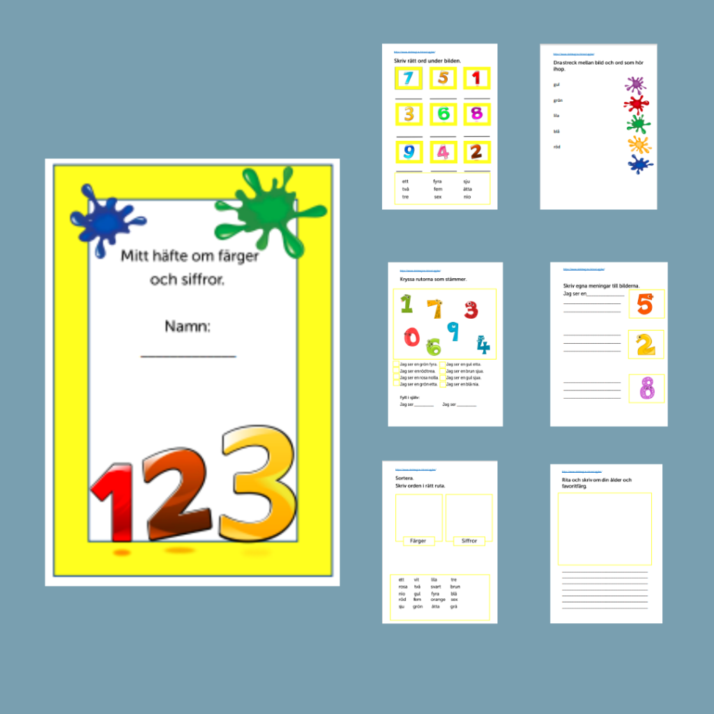 Arbetshäfte om siffror och färger.