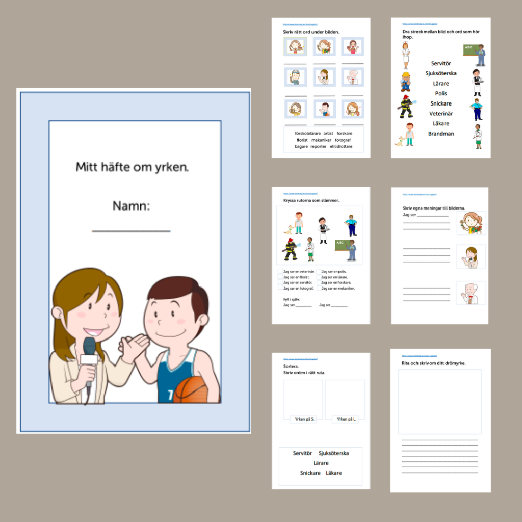 Arbetshäfte om yrken.