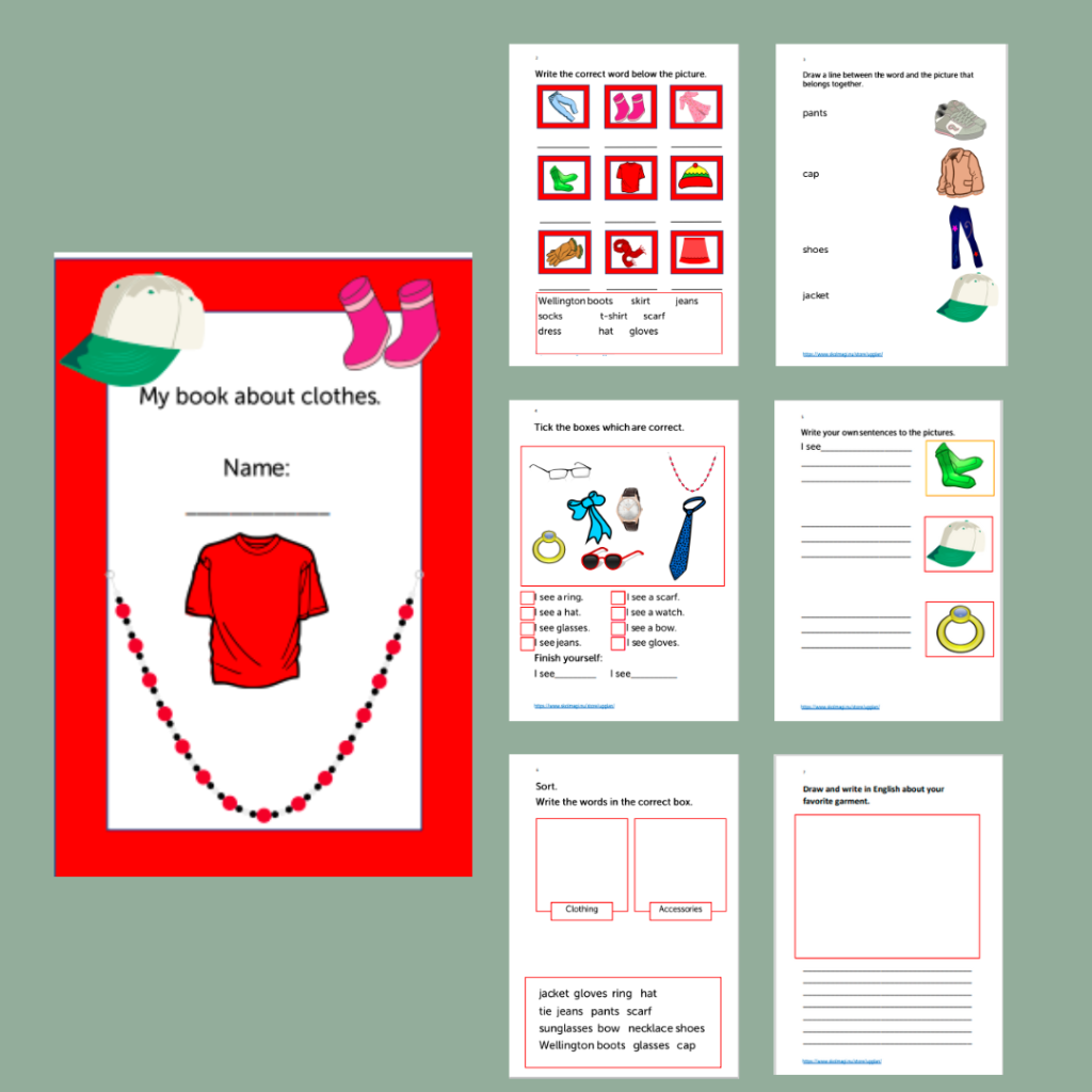 Workbook about clothes.