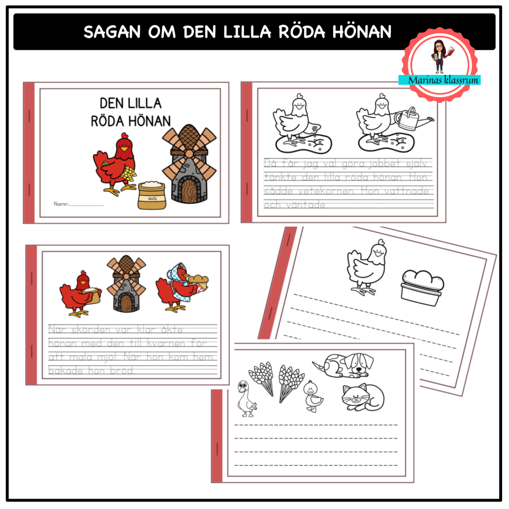 Den lilla röda hönan – en sagobok / svenska + engelska