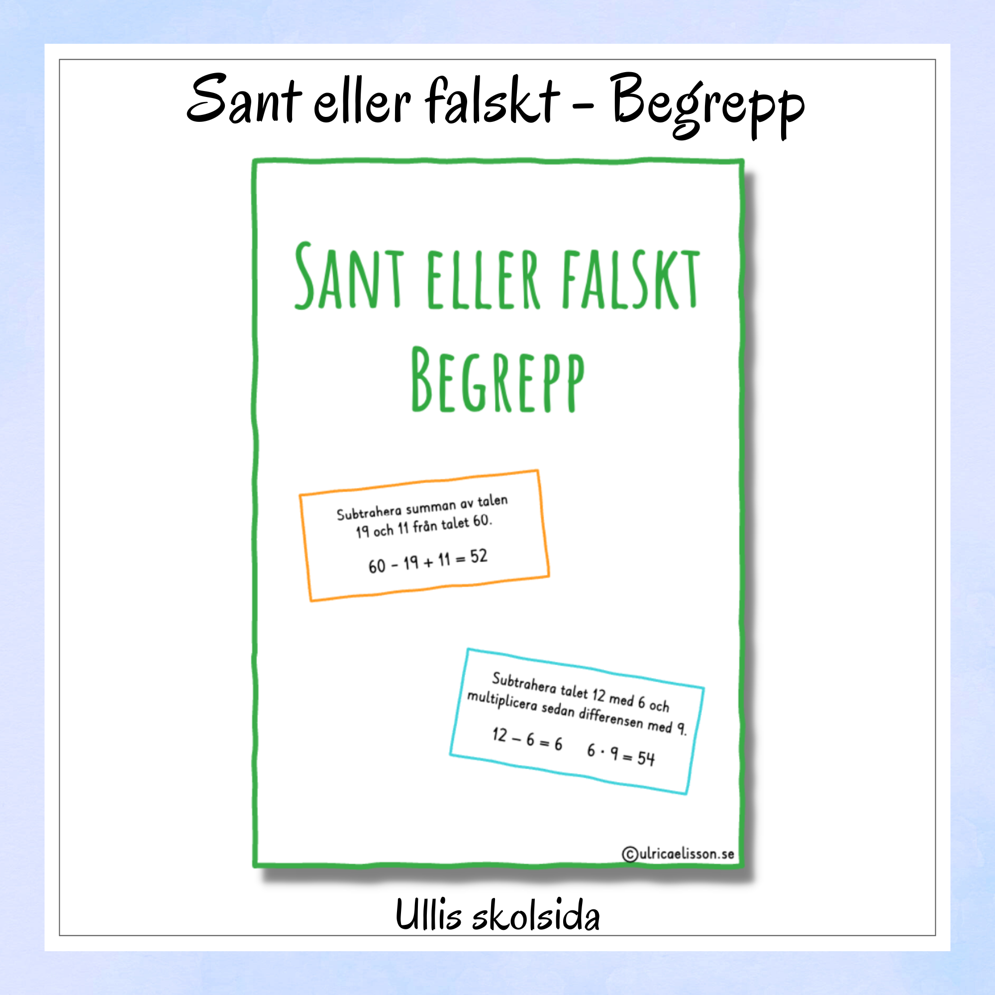 Sant eller falskt – begrepp