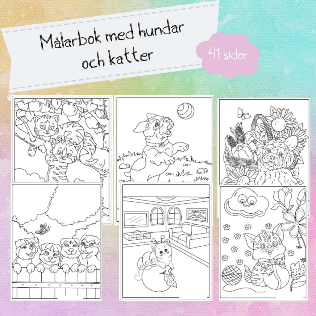 Målarbok katter och hundar