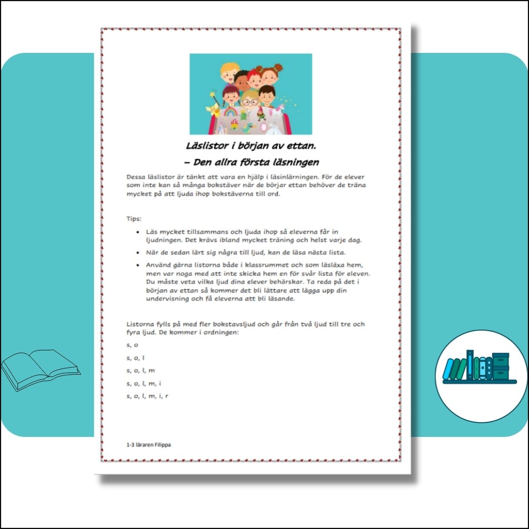 Läslistor för den allra första läsningen, nivå 1
