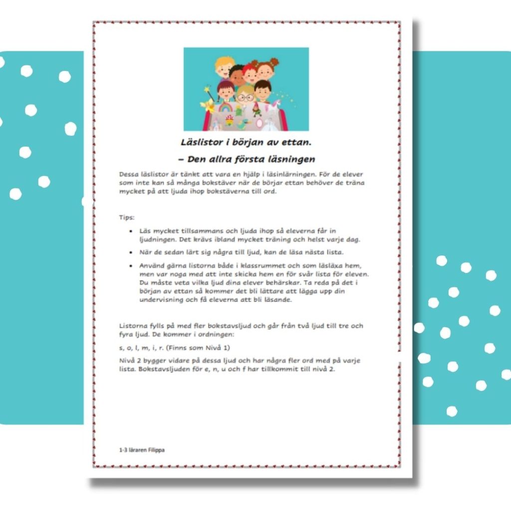 Läslistor för den allra första läsningen, nivå 2.