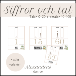 Siffror och tal 0-20 + tiotalen 10-100