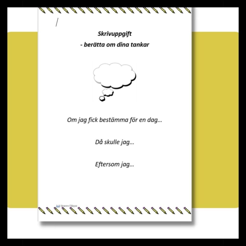 Skrivuppgifter – berätta om dina tankar
