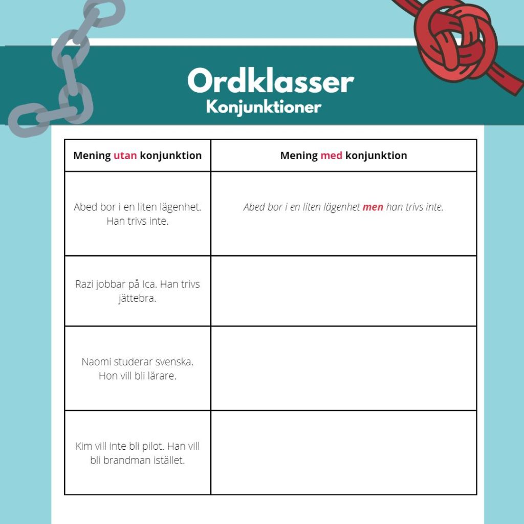 Konjunktioner (arbetshäfte)