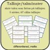 Tallinje/talmönster - vilka tal fattas - 67 olika tallinjer i 5 nivåer
