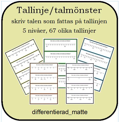 Tallinje/talmönster - vilka tal fattas - 67 olika tallinjer i 5 nivåer