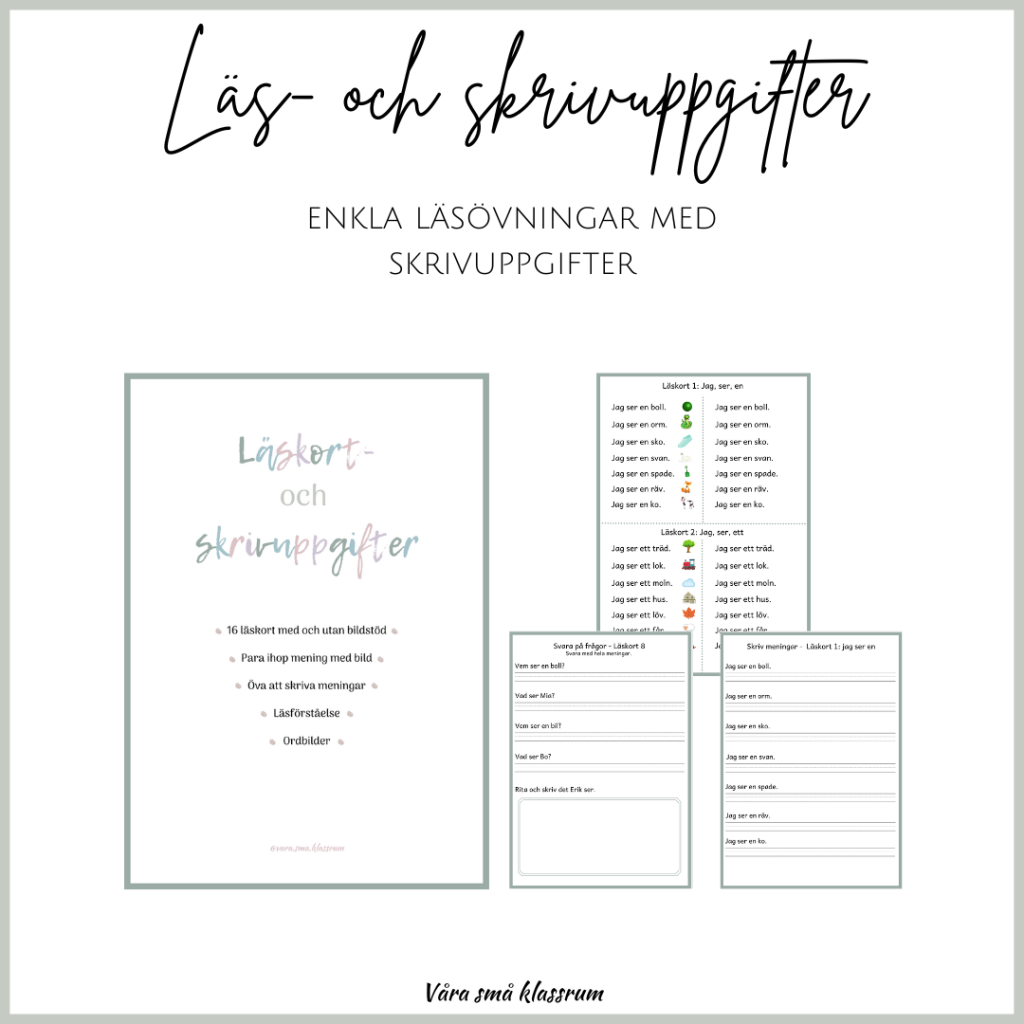 Läskort och skrivuppgifter