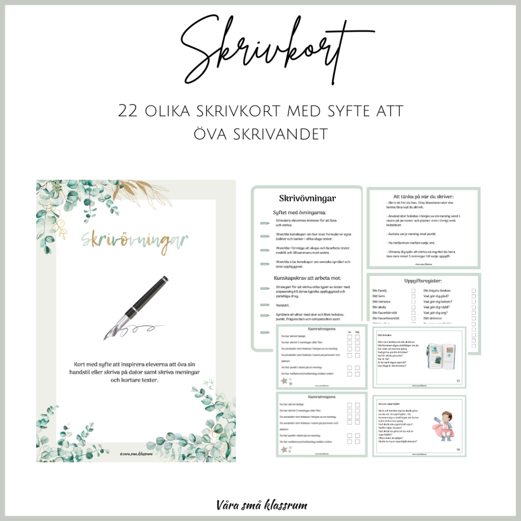 Skrivkort – skrivövningar