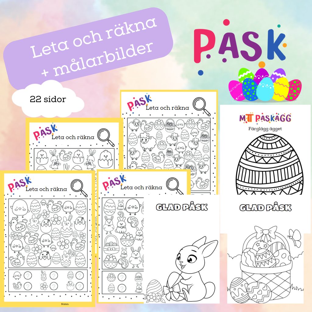Leta och räkna + målarbilder till Påsk