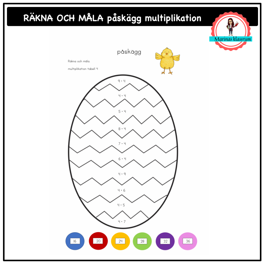 Räkna och måla påskägg multiplikation