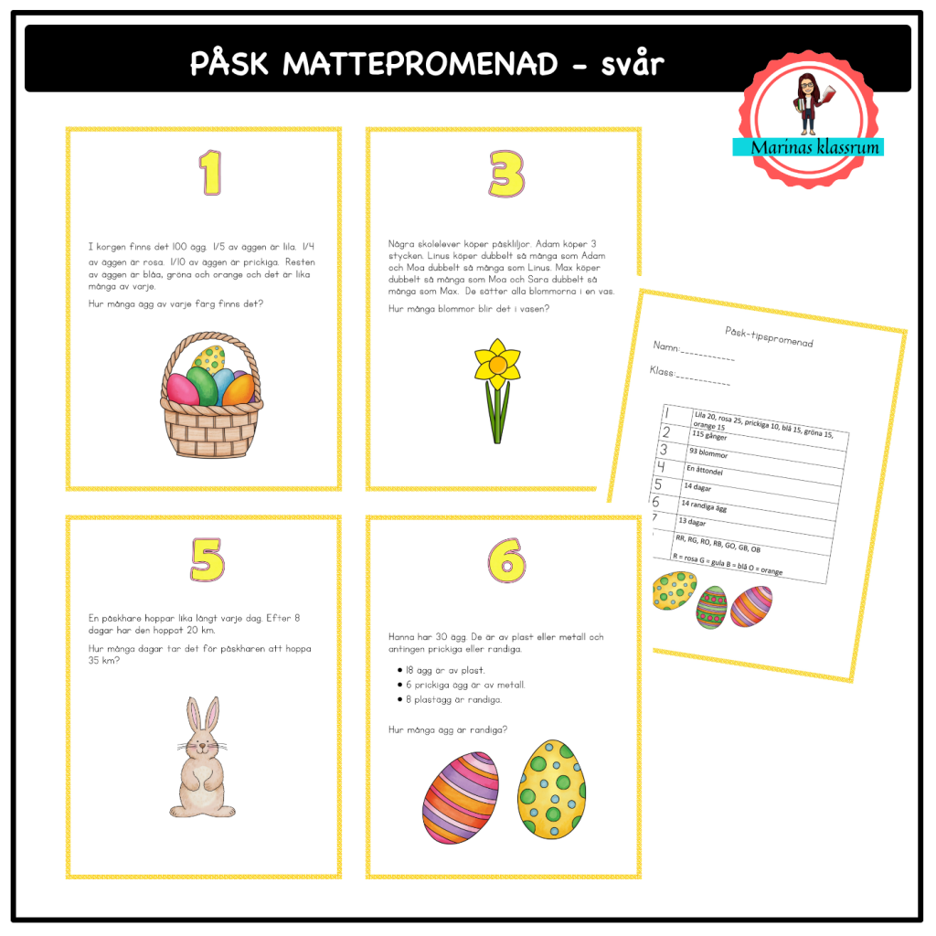 Påsk matte-tipspromenad svår / åk 5-6