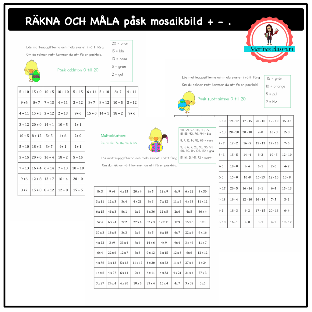 Räkna och måla påsk mosaik bild