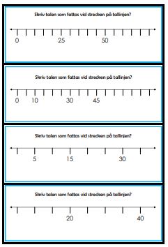 Tallinje/talmönster - vilka tal fattas - 67 olika tallinjer i 5 nivåer